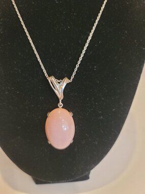 Vintage c1975 Relios 925 Sterling Pink Coral Pendant Necklace 18" Italy